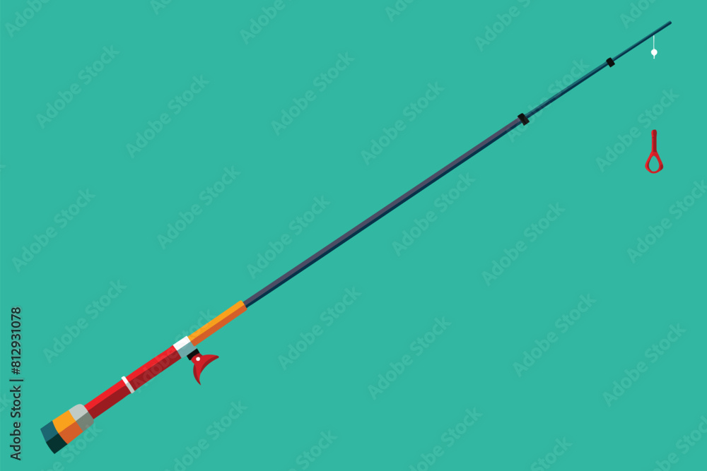 A fishing rod with a fishing hook attached, ready for fishing, Fishing rod Customizable Semi Flat Illustration A fishing rod with a fishing hook attached, ready for fishing, Fishing rod Customizable Semi Flat Illustration