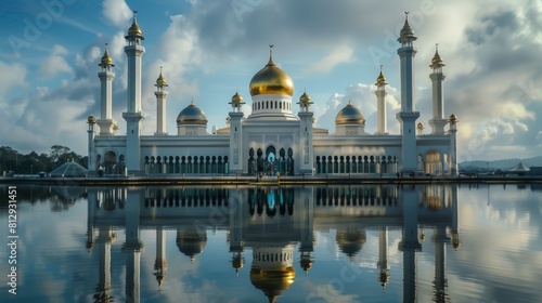 The Sultan Omar Ali Saifuddien Mosque in Bandar Seri Begawan Brunei a stunning example of modern Islamic architecture with marble minarets and golden