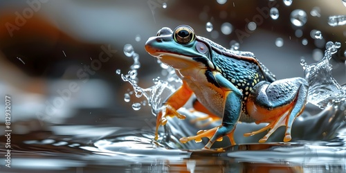Unique Business Idea: Hosting a Frog Jumping Contest with Water Splashes. Concept Outdoor Event, Fun Competition, Water Activities, Unique Entertainment, Exciting Prizes photo