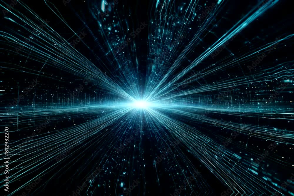 A blue and white image of a light beam that is surrounded by a dark background A blue and white image of a light beam that is surrounded by a dark background
