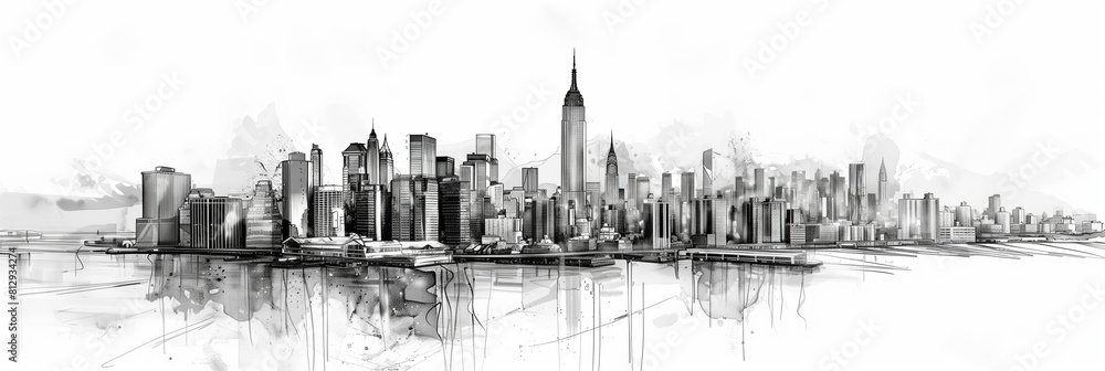 Sketch view of New York City. Sketch view of New York City.
