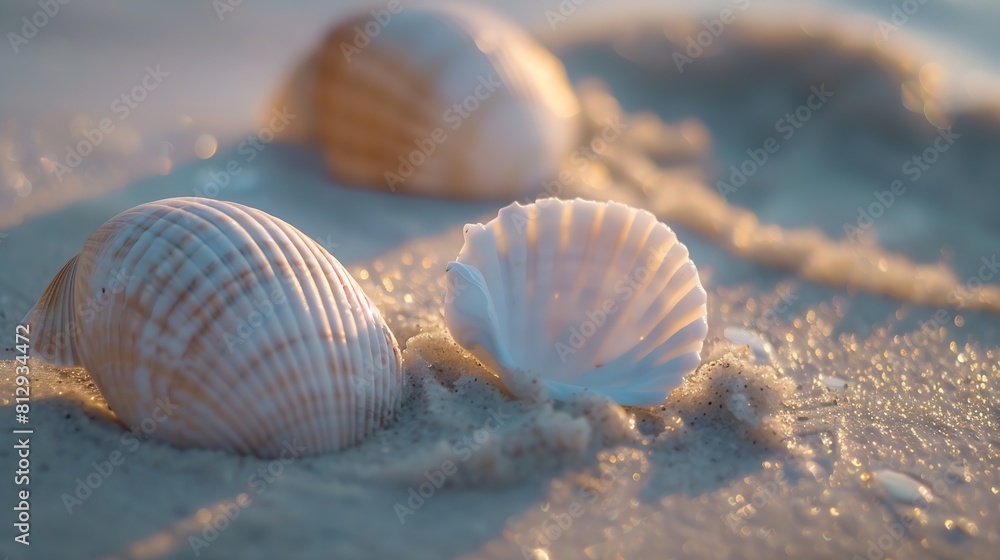 Seashells and sand on the beach in the sea : Generative AI Seashells and sand on the beach in the sea : Generative AI