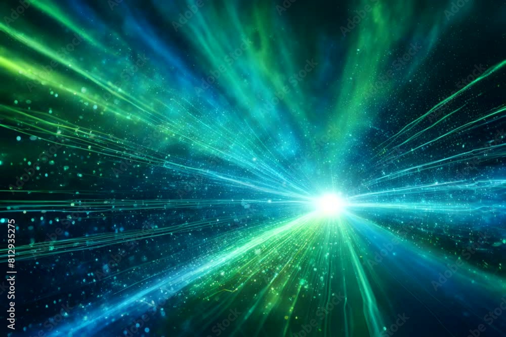 A bright green and blue light with a white light shining through it A bright green and blue light with a white light shining through it