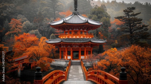 The Daigoji Temple in Kyoto Japan an important Shingon Buddhist temple that is especially famous for its spectacular autumn colors and the ancient fiv photo