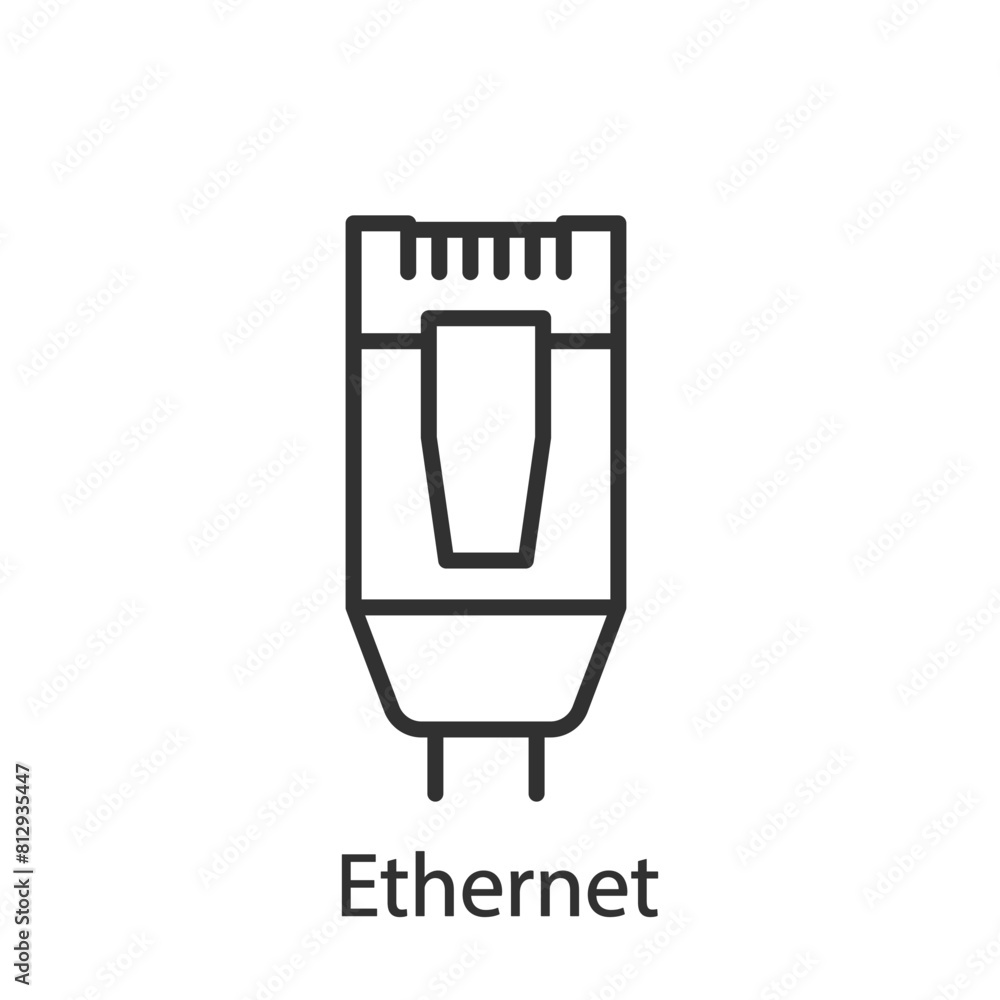 Ethernet cable, linear icon. Line with editable stroke Ethernet cable, linear icon. Line with editable stroke