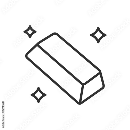 Gold bullion and glitter, linear icon. Line with editable stroke