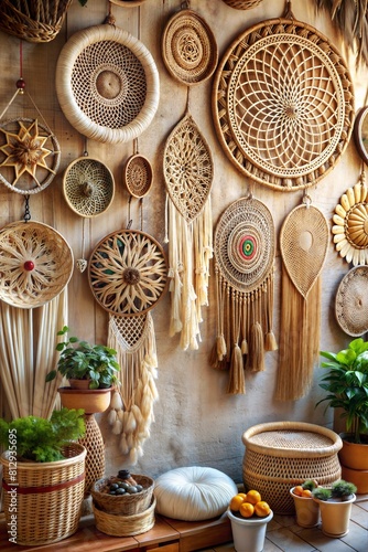 A wall of decorative items including a variety of dreamcatchers