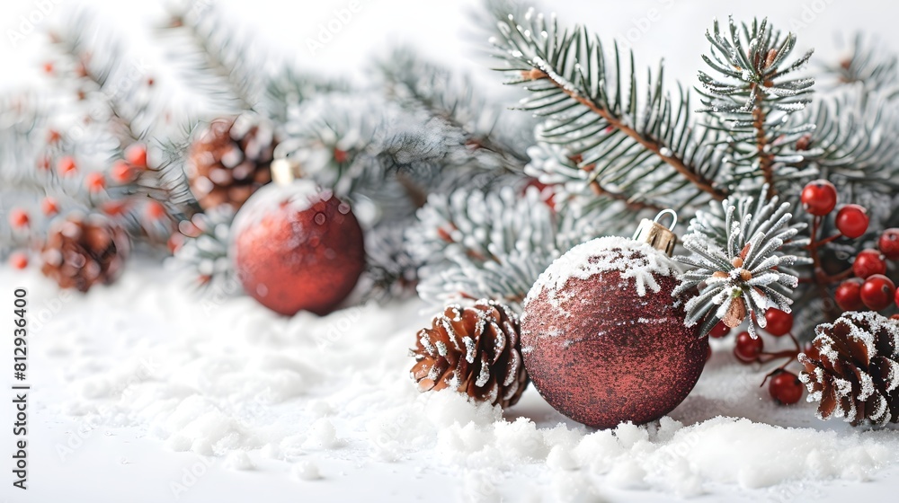 red christmas balls on snow red christmas balls on snow