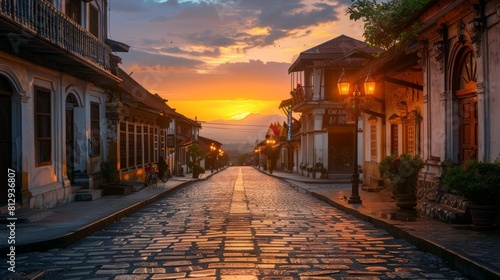 The ancient city of Vigan in the Philippines known for its preserved Spanish colonial architecture and cobblestone streets offering a glimpse into the photo