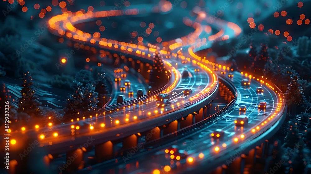 Detailed urban planning monitor showing real-time traffic data and public transport analytics, rendered hyperrealistically with a focus on digital accuracy and clarity. Detailed urban planning monitor showing real-time traffic data and public transport analytics, rendered hyperrealistically with a focus on digital accuracy and clarity.
