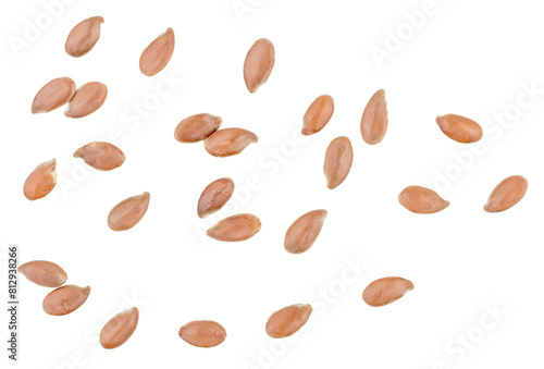 Flax seeds isolated on a white background, top view