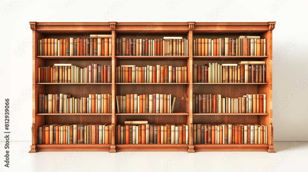 3D bookshelf, isolated, shining 3D bookshelf, isolated, shining