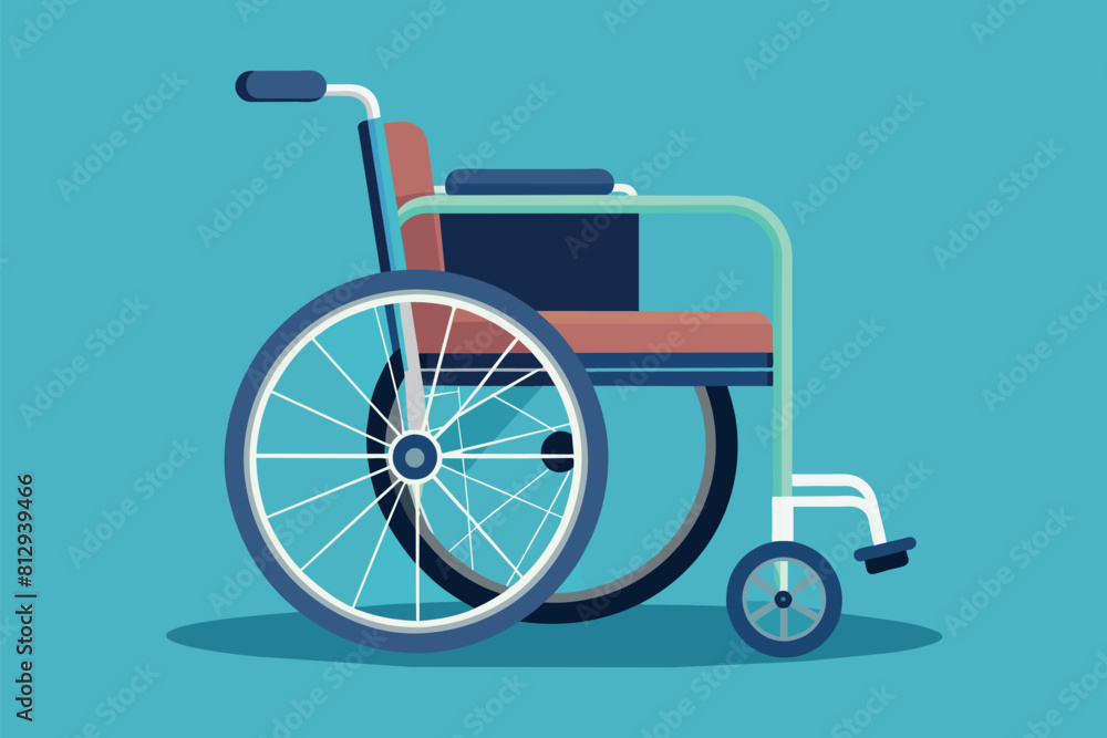 Hospital wheelchair with wheels, designed for customization, set against a blue backdrop, Hospital wheelchair Customizable Semi Flat Illustration Hospital wheelchair with wheels, designed for customization, set against a blue backdrop, Hospital wheelchair Customizable Semi Flat Illustration