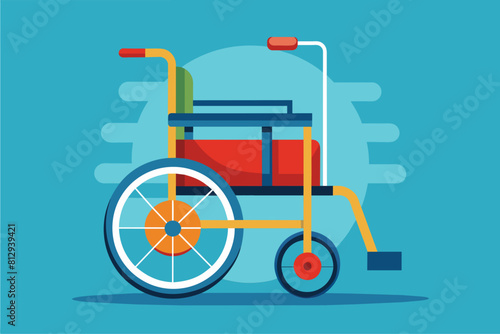 A tricycle with a cart attached to it, ready for transportation and carrying goods, Hospital wheelchair Customizable Cartoon Illustration