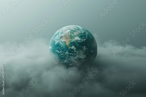 A globe covered in smog, symbolizing global air pollution