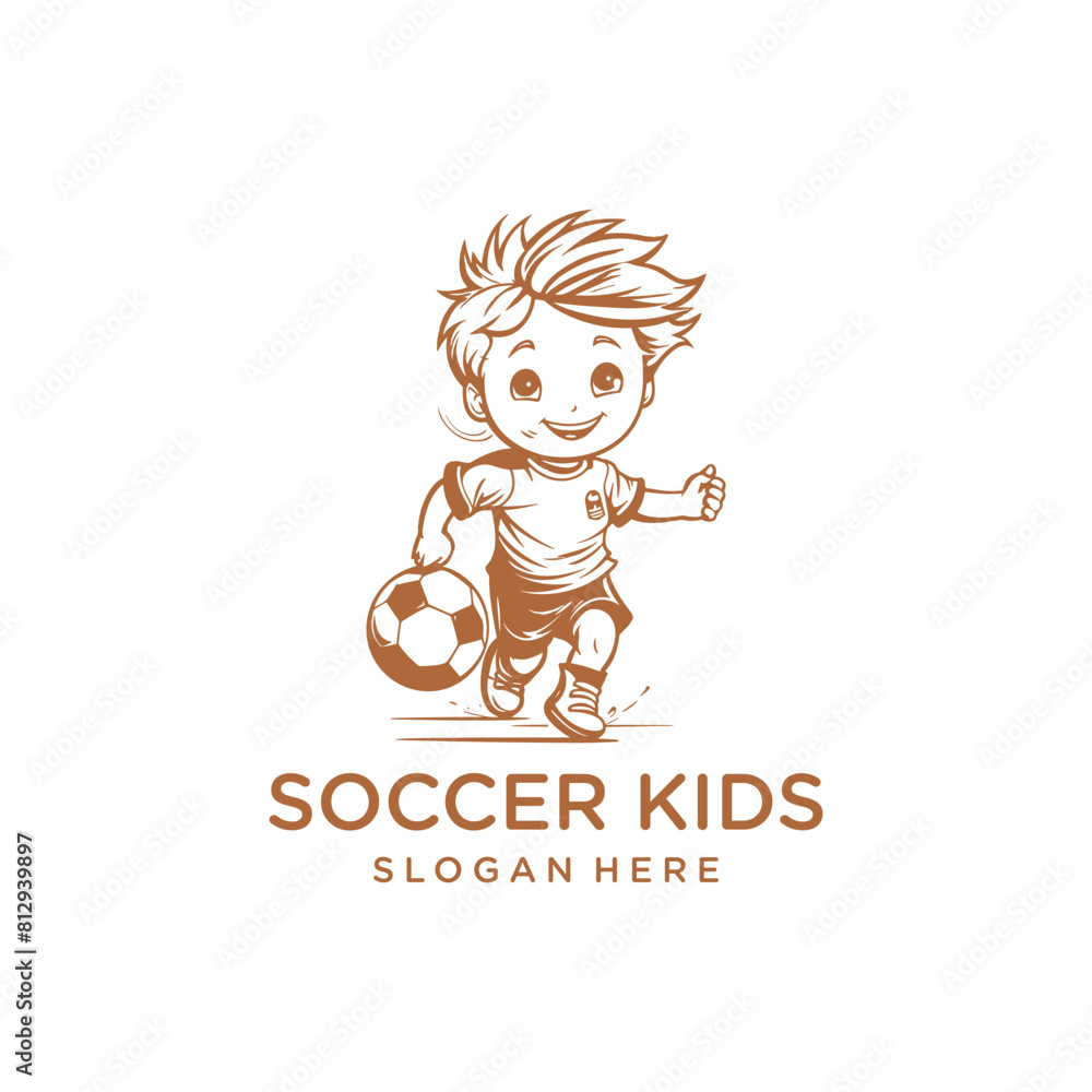 Soccer kid, mascot logo vector illustration Soccer kid, mascot logo vector illustration