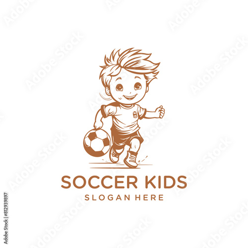 Soccer kid, mascot logo vector illustration