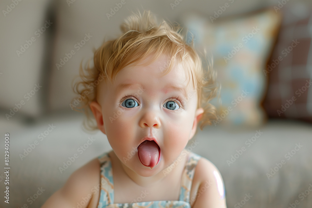 An innocent baby is playing in the house. An innocent baby is playing in the house.