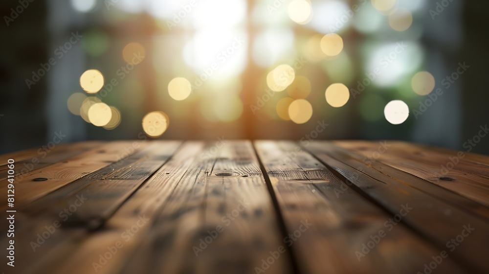 Perspective light empty wooden table from above on blurred background can be used mockup to display installation products or design layout : Generative AI Perspective light empty wooden table from above on blurred background can be used mockup to display installation products or design layout : Generative AI