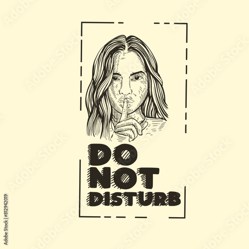 do not disturb icon, please make a silent gesture, psst or shh, silent or secret, shut up, engraving