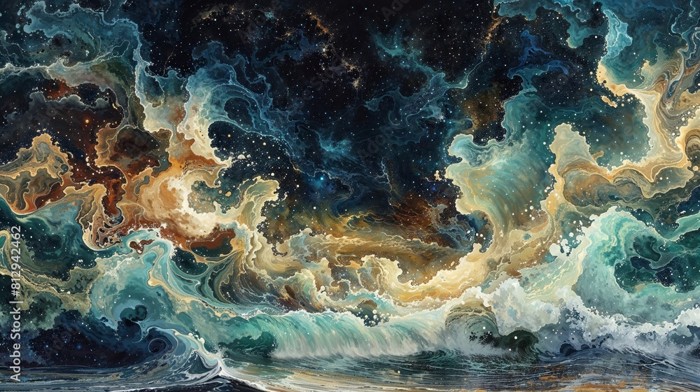 Cosmic Ocean: Swirling Nebulae and Tidal Waves Cosmic Ocean: Swirling Nebulae and Tidal Waves