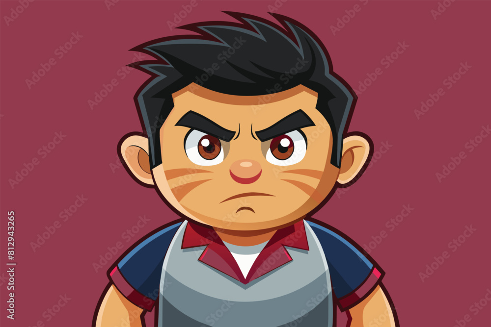 A cartoon character with a serious look on his face, expressing determination or focus, Jealous Customizable Cartoon Illustration A cartoon character with a serious look on his face, expressing determination or focus, Jealous Customizable Cartoon Illustration
