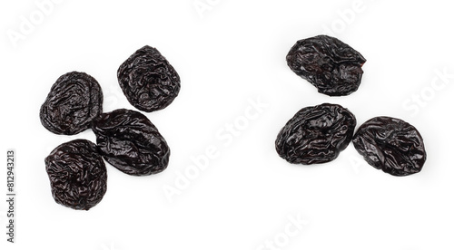 Prune isolated on a white background, top view