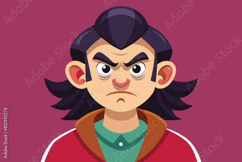 Cartoon character depicting a man with a serious expression on his face, Lo-fi concept Customizable Cartoon Illustration