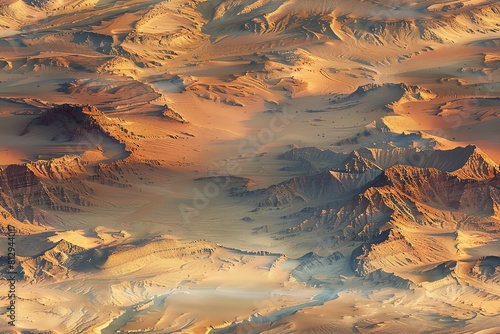 Create a surreal desert landscape from a birds-eye view © panyawatt