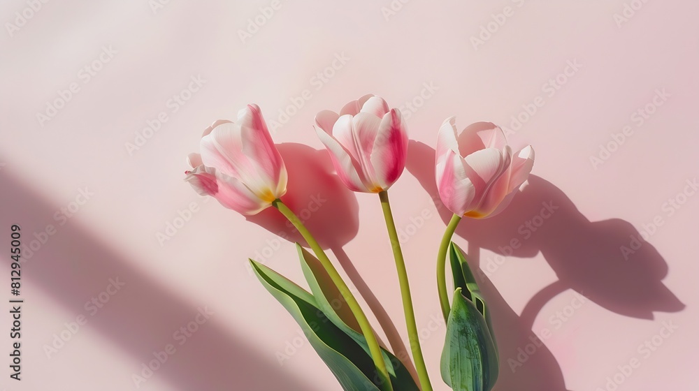 Light pink tulip bouquet on a plain background shot with soft light and a shallow depth of field : Generative AI Light pink tulip bouquet on a plain background shot with soft light and a shallow depth of field : Generative AI