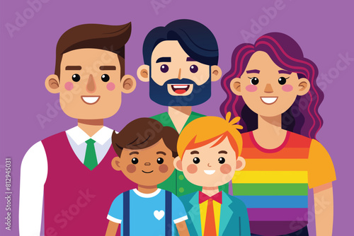 A diverse group of individuals are standing next to each other in unity  Lgbt family Customizable Cartoon Illustration