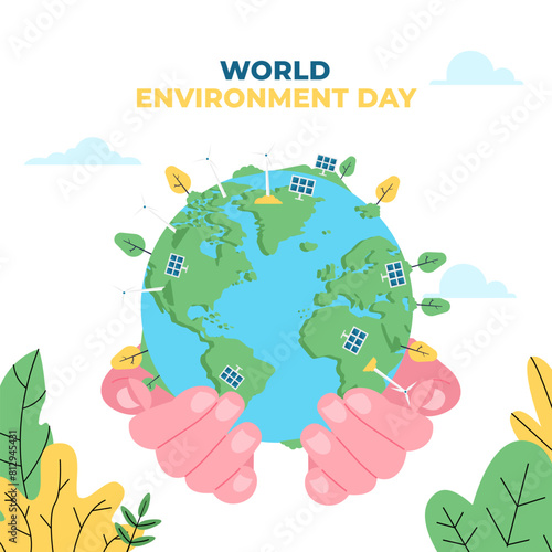 World environment day concept. Green Eco Earth. Vector illustration.