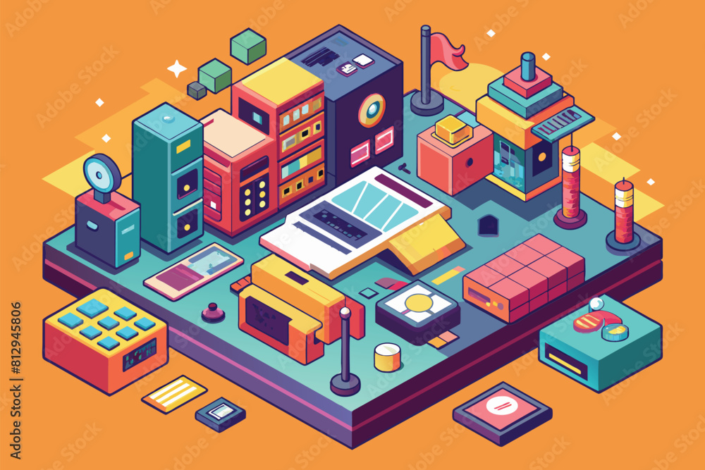 Isometric flat design of a room showcasing different objects like a bed, lamp, chair, desk, and plant, Lo-fi concept Customizable Isometric Illustration Isometric flat design of a room showcasing different objects like a bed, lamp, chair, desk, and plant, Lo-fi concept Customizable Isometric Illustration