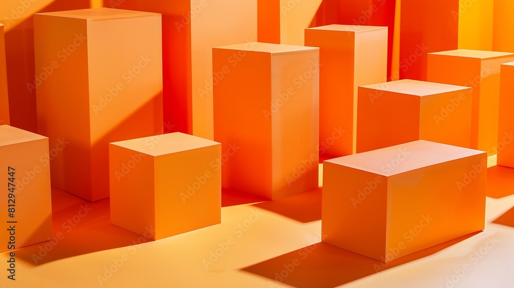 Product display blocks on orange : Generative AI Product display blocks on orange : Generative AI