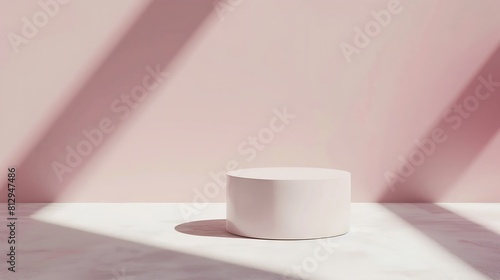 Abstract empty white podium on pastel background with shadow Mock up stand for product presentation 3D Render Minimal concept Display product   Generative AI