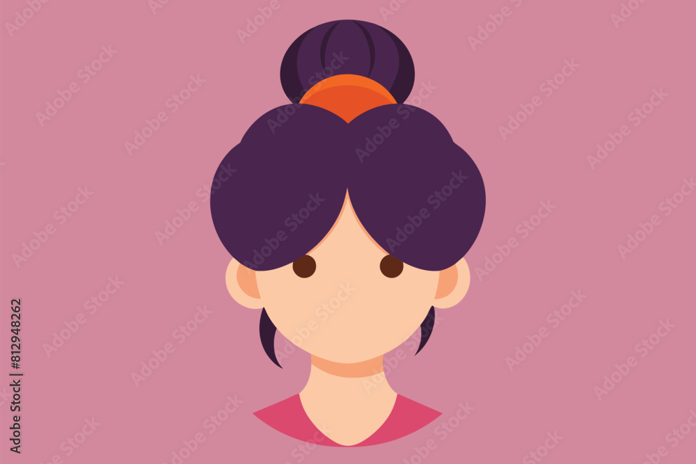 Woman tying hair into a bun hairstyle, Messy bun Customizable Flat Illustration Woman tying hair into a bun hairstyle, Messy bun Customizable Flat Illustration