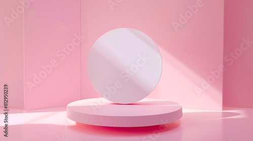 Minimal background mock up with podium for product displayAbstract white geometry shape background minimalist Valentines day pink backgroundAbstract mock up backgroundup 3D rendering   Generative AI