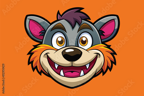 Cartoon animal with customizable muzzle on vibrant orange background, Muzzle Customizable Cartoon Illustration