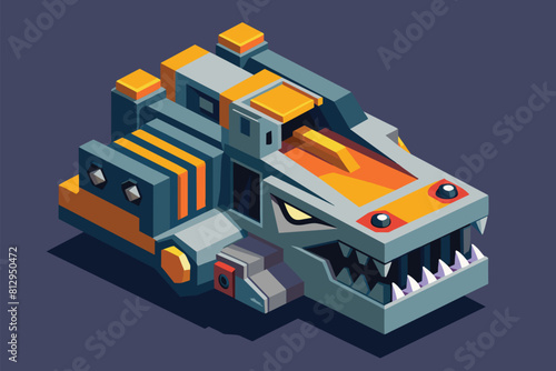 A toy truck featuring a large teeth design on its body, Muzzle Customizable Isometric Illustration