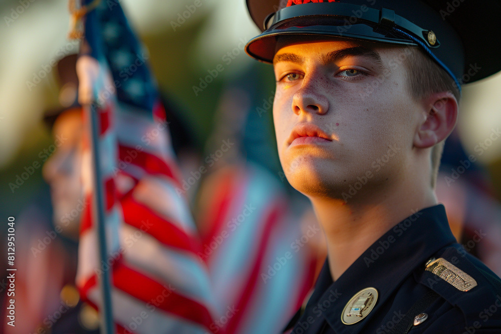 soldier in uniform on flag 4 July soldier in uniform on flag 4 July