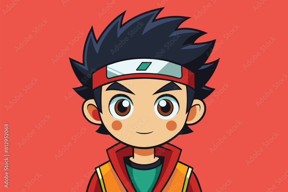 A customizable otaku cartoon character with black hair wearing a red shirt, Otaku Customizable Cartoon Illustration A customizable otaku cartoon character with black hair wearing a red shirt, Otaku Customizable Cartoon Illustration