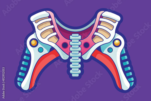 Stylized bone in the form of a human head, orthopedic concept, Orthopedic Customizable Semi Flat Illustration