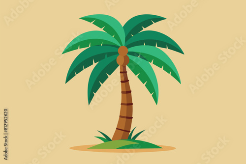 A tall palm tree standing out against a brown background  showcasing its unique silhouette  Palm tree Customizable Flat Illustration