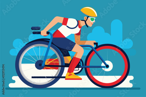 Wallpaper Mural A man wearing a helmet rides a bike, Paralympic cycling Customizable Flat Illustration Torontodigital.ca