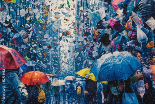 the chaos and confusion of the "plastic rain".