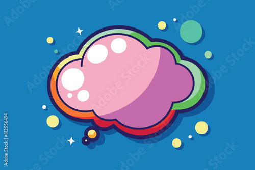 A vibrant cloud bursting with bubbles against a blue backdrop, Processing thoughts Customizable Disproportionate Illustration