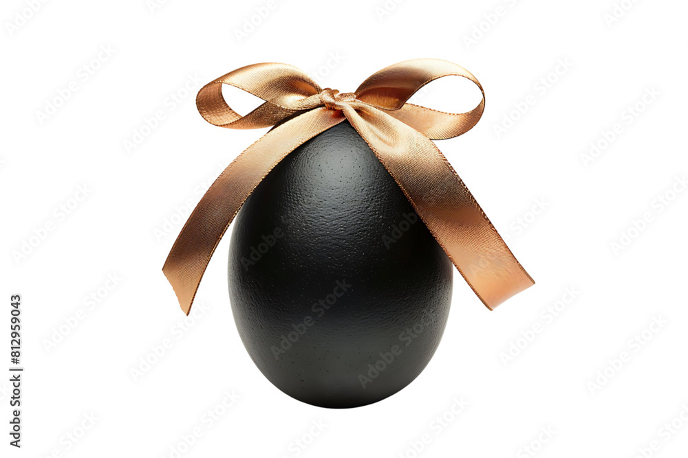 Black egg with a gold ribbon on transparent background Black egg with a gold ribbon on transparent background