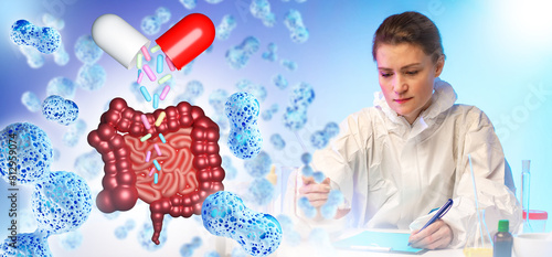 Woman microbiologist. Study...
