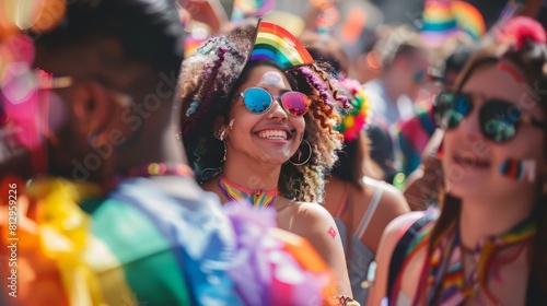 Happy people at a pride parade