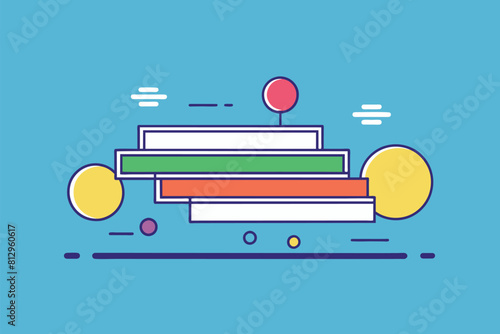 Illustration of a stack of books with a ball resting on top, Sentence Customizable Flat Illustration
